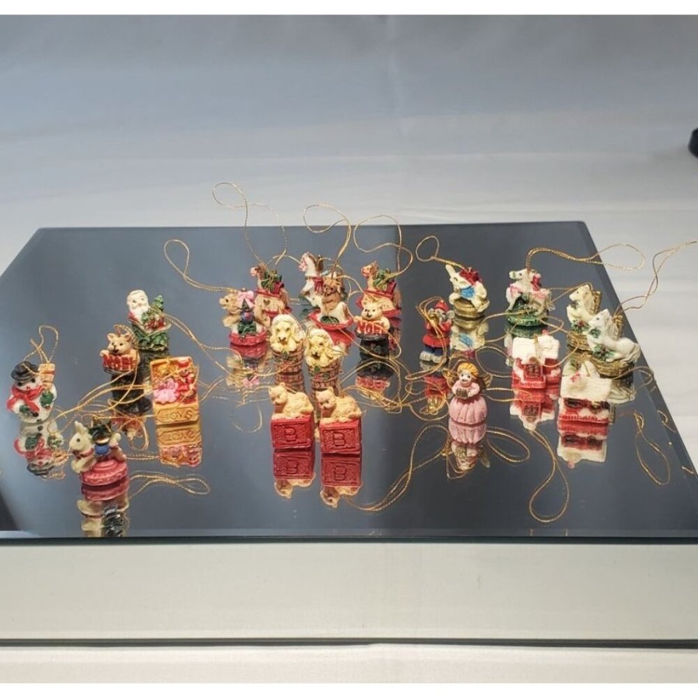 Vintage Mini Trims Hand Painted Christmas Ornaments - SET OF 24